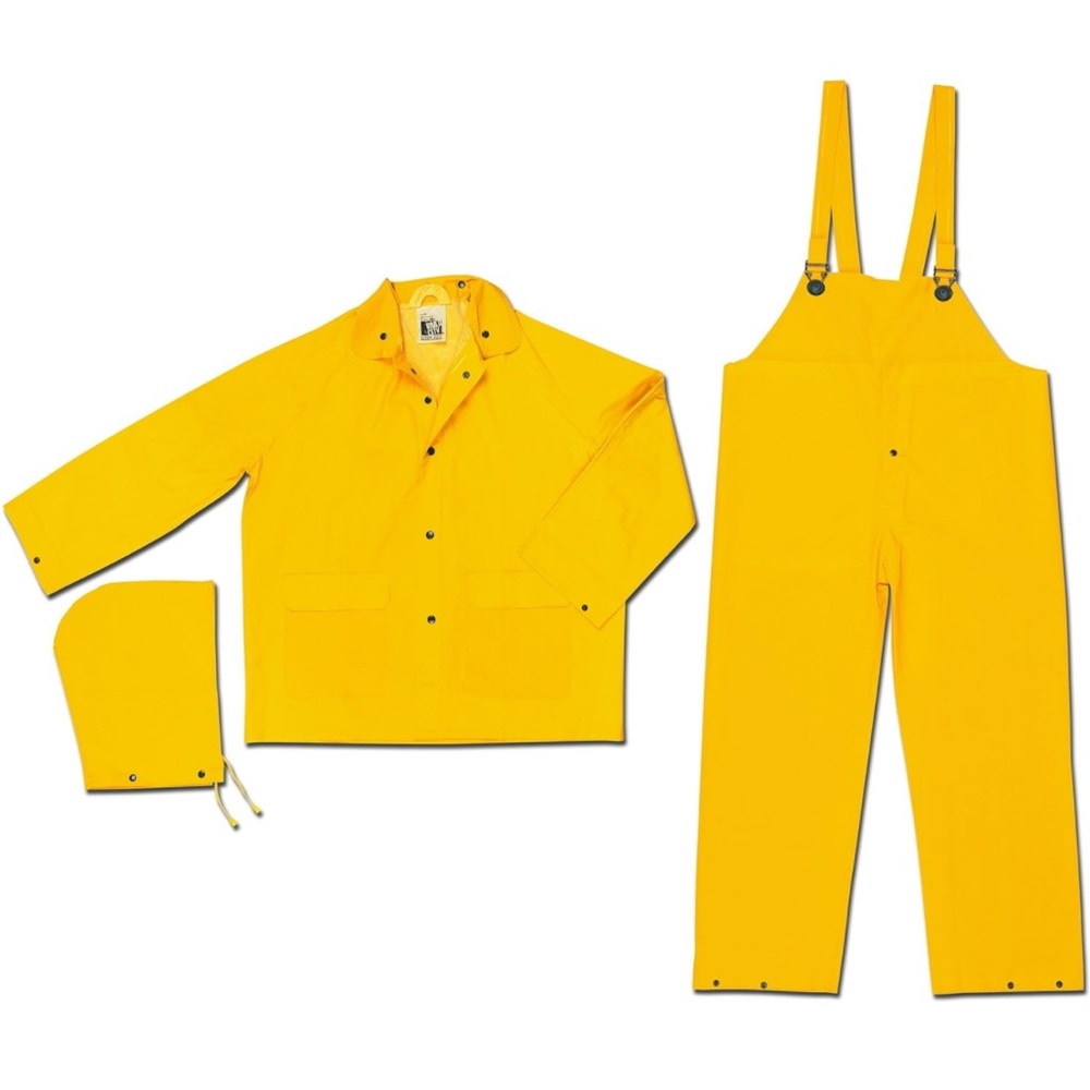 MCR Safety 2003FX3 Classic PVC/Polyester 3-Piece Rainsuit, Yellow, 3X-Large